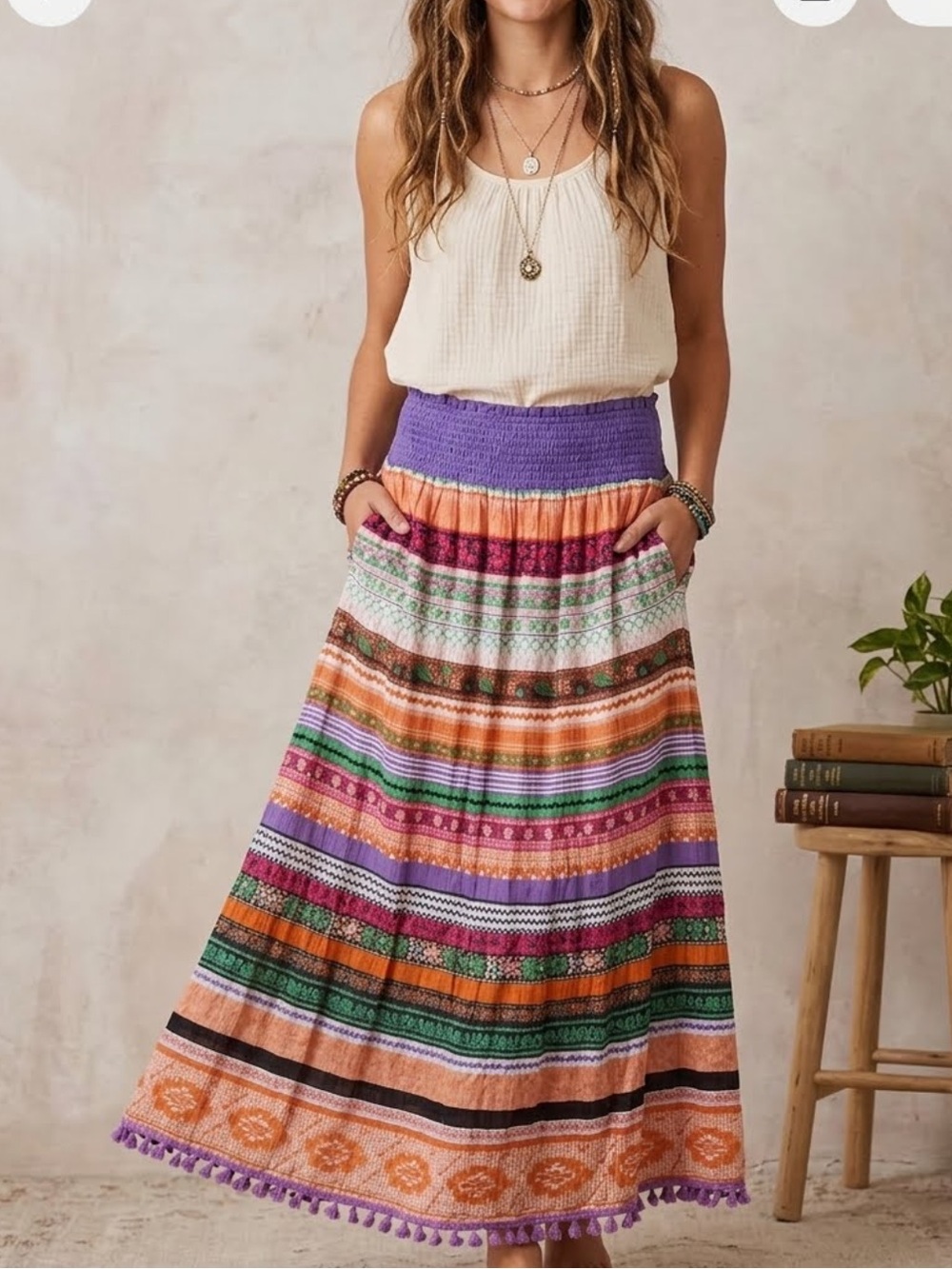 Chaudry KC Crinkle Maxi Skirt size Small  New!